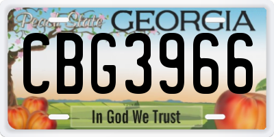 GA license plate CBG3966