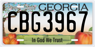 GA license plate CBG3967
