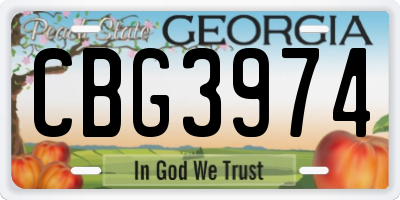 GA license plate CBG3974