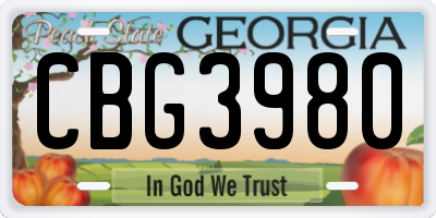 GA license plate CBG3980