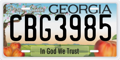GA license plate CBG3985