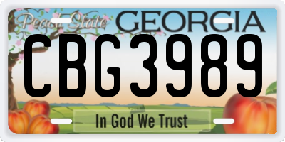 GA license plate CBG3989