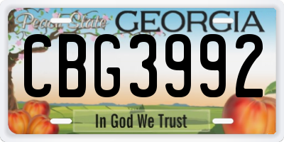 GA license plate CBG3992