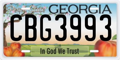 GA license plate CBG3993