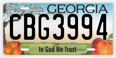 GA license plate CBG3994