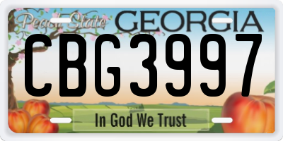 GA license plate CBG3997