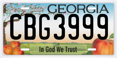 GA license plate CBG3999