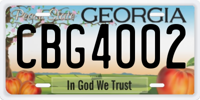 GA license plate CBG4002