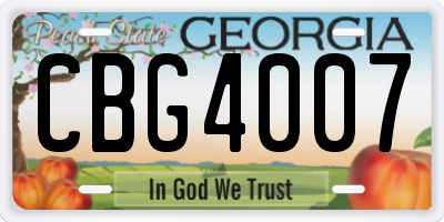 GA license plate CBG4007