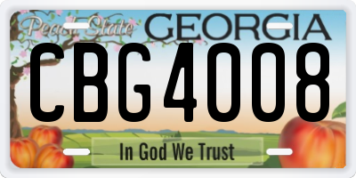 GA license plate CBG4008