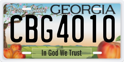 GA license plate CBG4010