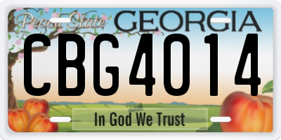 GA license plate CBG4014