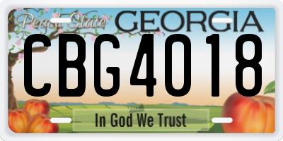 GA license plate CBG4018