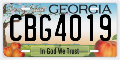 GA license plate CBG4019
