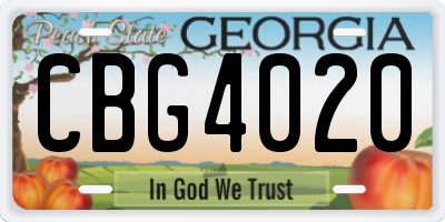 GA license plate CBG4020