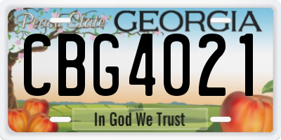 GA license plate CBG4021