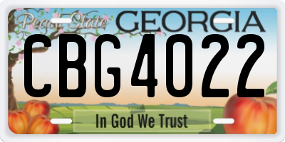 GA license plate CBG4022