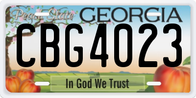 GA license plate CBG4023