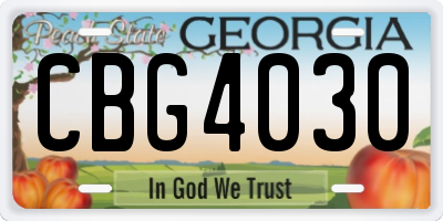 GA license plate CBG4030