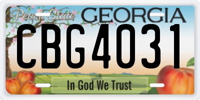 GA license plate CBG4031