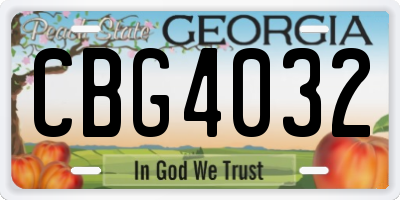 GA license plate CBG4032