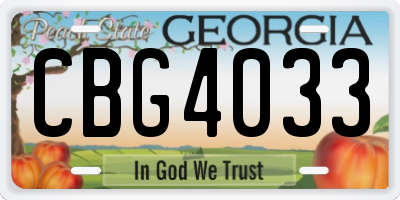 GA license plate CBG4033