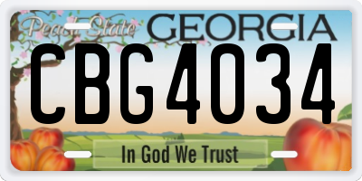 GA license plate CBG4034