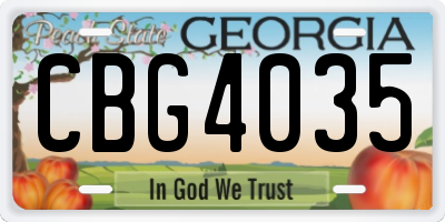 GA license plate CBG4035
