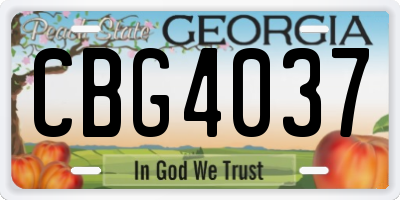 GA license plate CBG4037