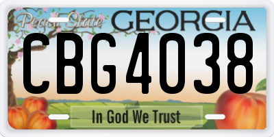 GA license plate CBG4038