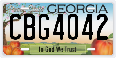 GA license plate CBG4042