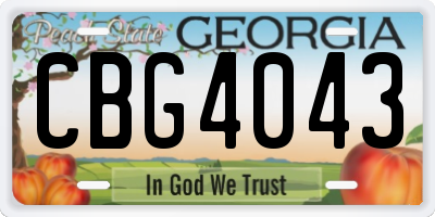 GA license plate CBG4043