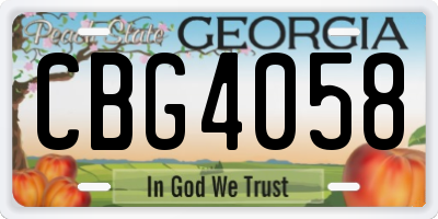 GA license plate CBG4058
