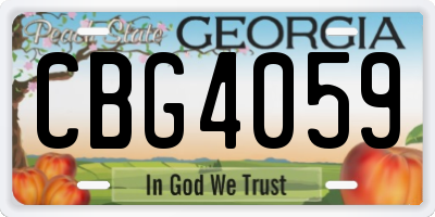 GA license plate CBG4059