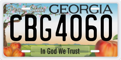 GA license plate CBG4060