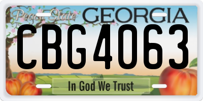 GA license plate CBG4063