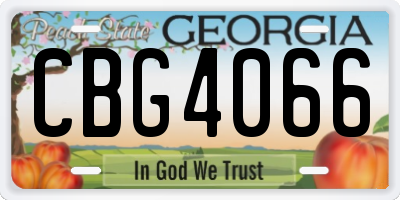 GA license plate CBG4066