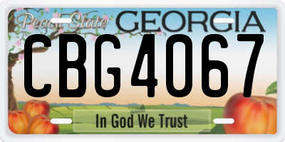 GA license plate CBG4067