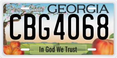 GA license plate CBG4068