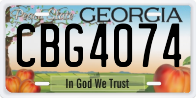 GA license plate CBG4074