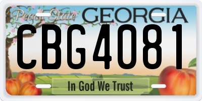 GA license plate CBG4081