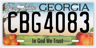 GA license plate CBG4083