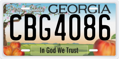 GA license plate CBG4086