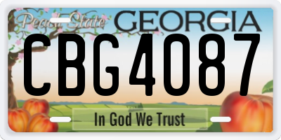 GA license plate CBG4087