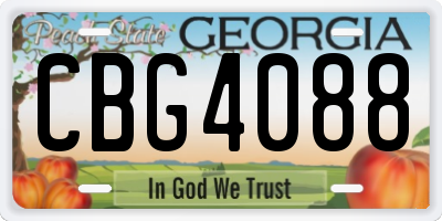 GA license plate CBG4088