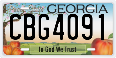 GA license plate CBG4091