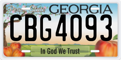GA license plate CBG4093
