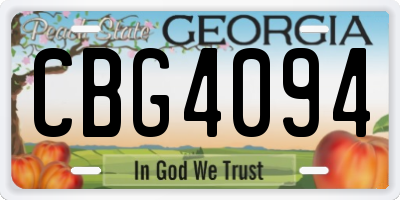 GA license plate CBG4094
