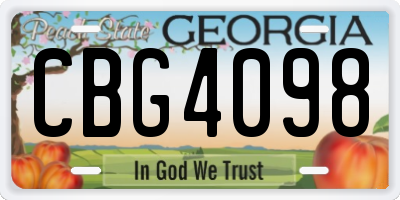 GA license plate CBG4098