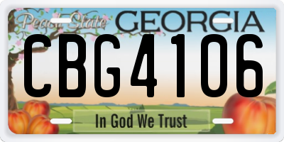GA license plate CBG4106